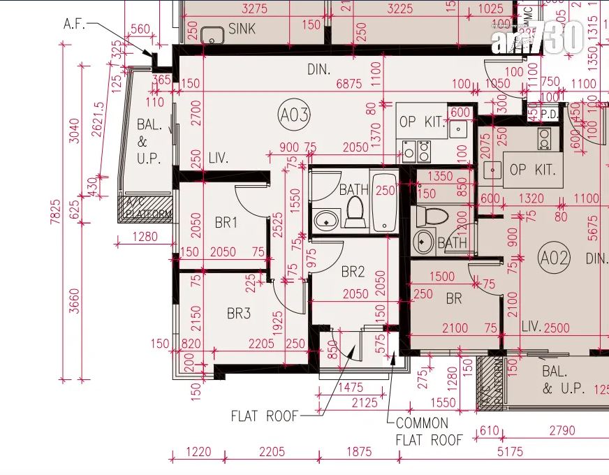 全盤面積最大單位為第6座1至12樓A03室，實用面積535方呎，三房間隔。